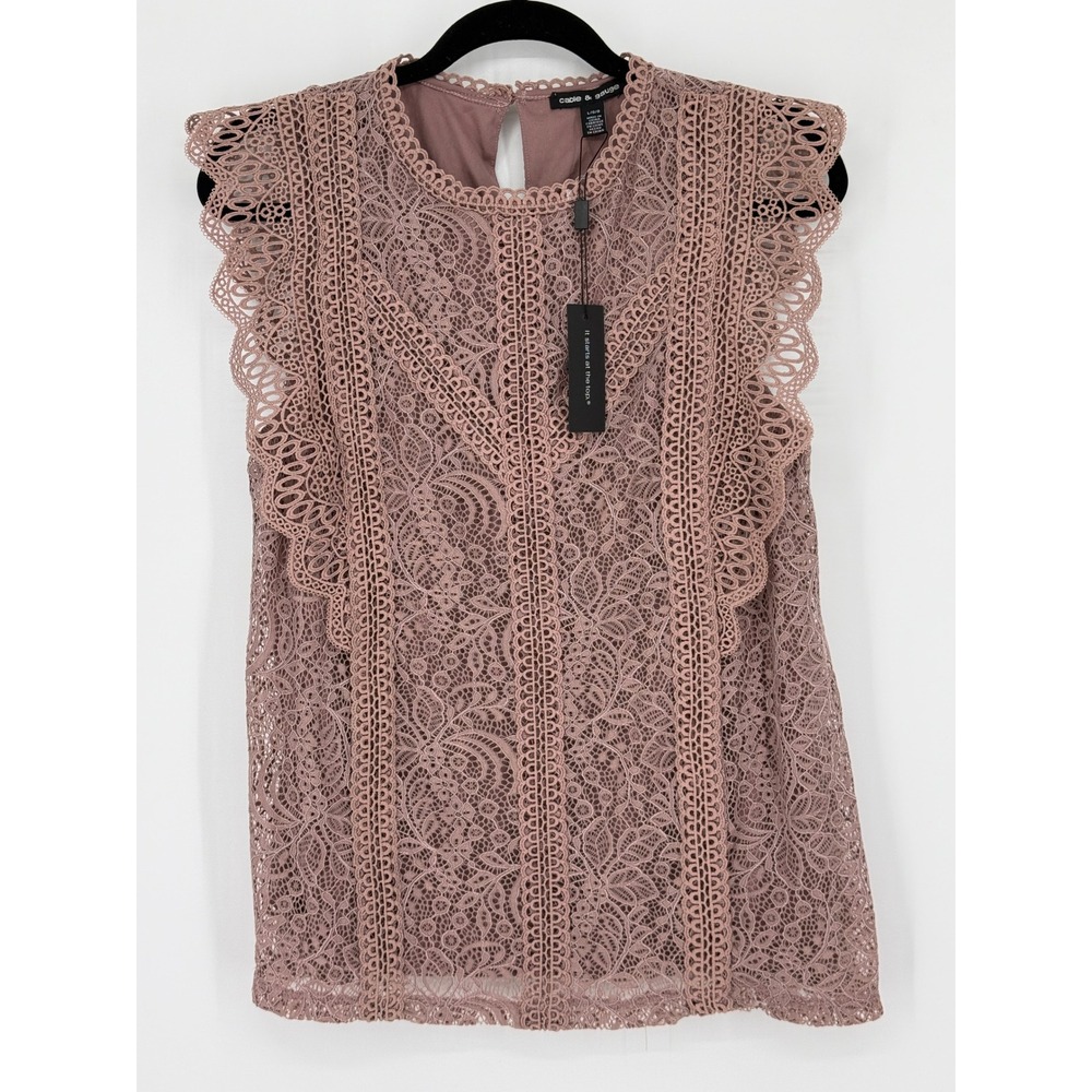 Fairy y2k Crochet Pink Top All Over Lace Sleeveless Romantic Festival Floral New